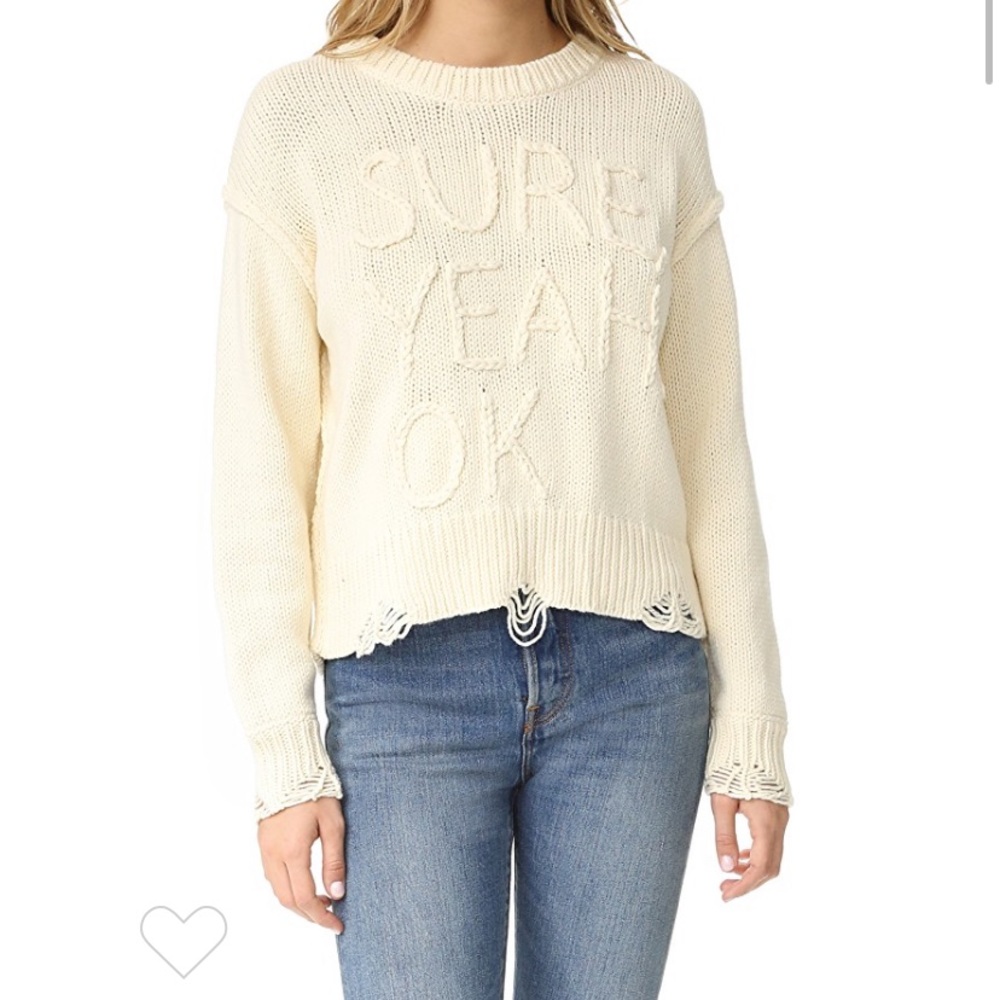 Wildfox Sure Yeah OK knit sweater in cream